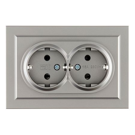 Розетка IEK Brite РС12-3-БрС встраиваемая сталь (BR-R21-16-K46-F)