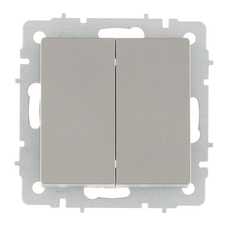 Выключатель IEK Brite ВС10-2-0-БрС двухклавишный встраиваемый сталь (BR-V20-0-10-K46)