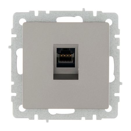 Розетка компьютерная IEK Brite РК10-БрС встраиваемая сталь (BR-K10-1-K46)