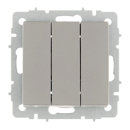 Выключатель IEK Brite ВС10-3-0-БрС трехклавишный встраиваемый сталь (BR-V30-0-10-K46)