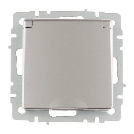 Розетка IEK Brite РСбш10-3-44-БрС встраиваемая сталь со шторками с крышкой (BR-R16-16-44-K46)