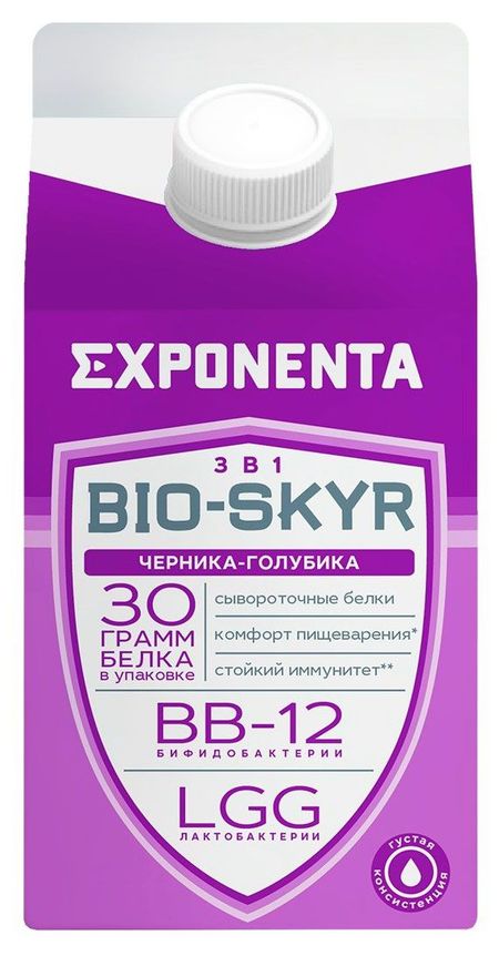 Напиток кисломолочный Exponenta Bio-Skyr 3 в 1 черника-голубика Беларусь, 500 г