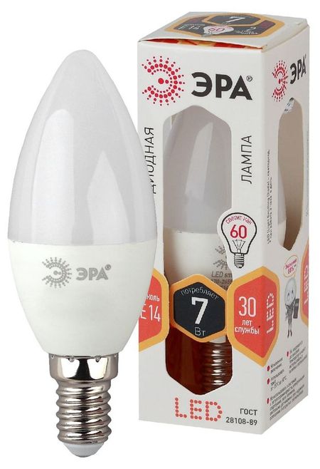 Лампа светодиодная ЭРА LED B35-7W-827-E14 Желтый