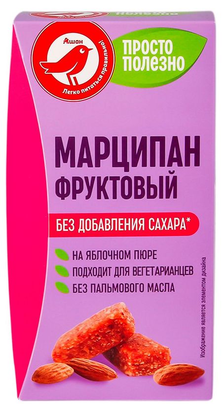 Конфеты АШАН Красная птица фруктовые с марципаном, 120 г
