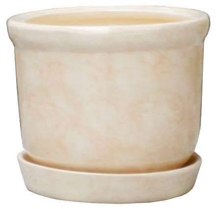 Горшок керамический бежевый 14 см, 1.2 л