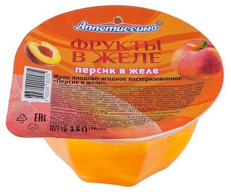 Желе Аппетиссимо плодово-ягодное персик, 150 г