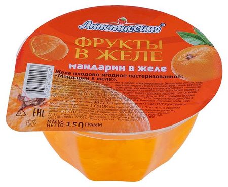 Желе Аппетиссимо плодово-ягодное мандарин, 150 г