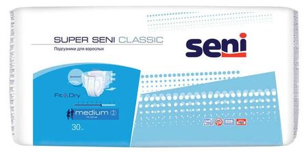 Подгузники урологические для взрослых Seni Super Classic размер M 75-110 см, 30 шт записная книжка а6 96л кл classic pocket   жесткая обложка резинка moleskine