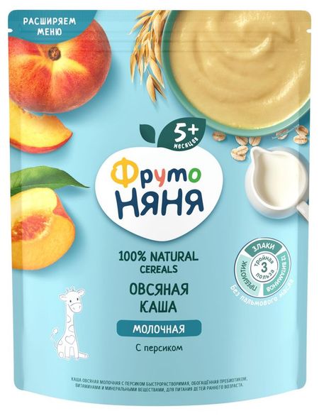 Каша молочная Фрутоняня овсяная с персиком с 5 мес., 200 г