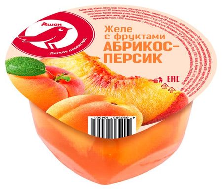 Желе с фруктами АШАН Красная птица абрикос и персик, 150 г