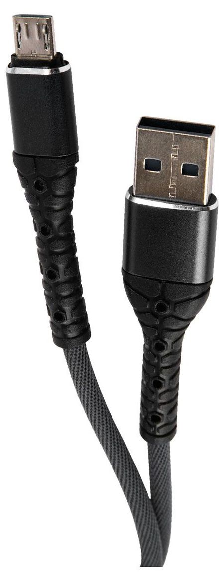 Дата-кабель mObility USB microUSB, 3А, тканевая оплетка, черный