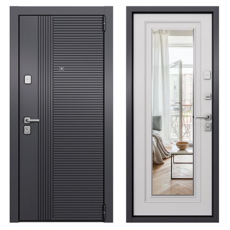 Дверь входная Torex Профи Скай-У правая оскуро - бьянко с зеркалом 950х2050 мм