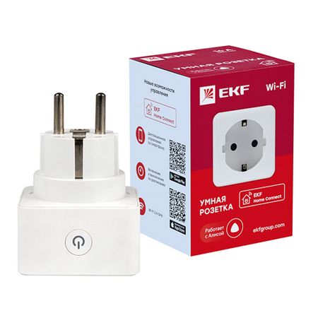 Умная розетка EKF Connect (RCS-1-WF) белая с заземлением