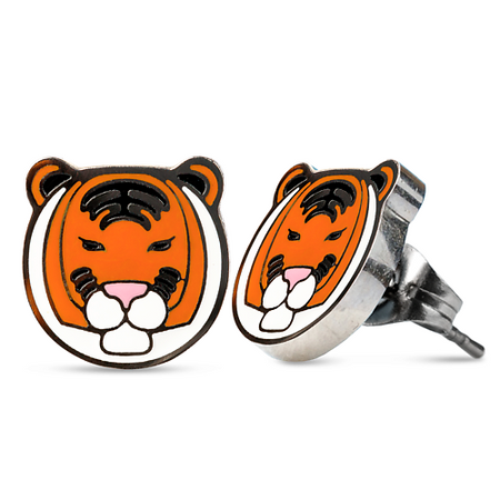 Серьги CAROMIC Серьги бижутерия гвоздики пусеты Тигр