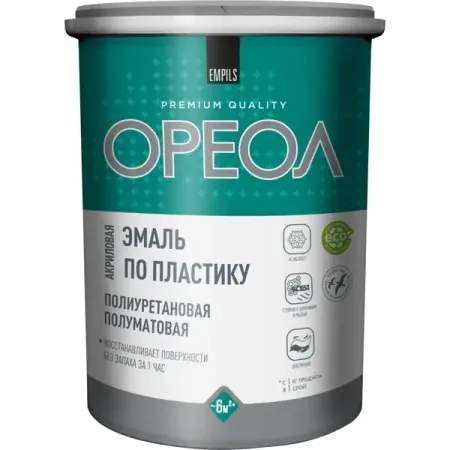 Эмаль по пластику Ореол полуматовая цвет белый 1.1 кг