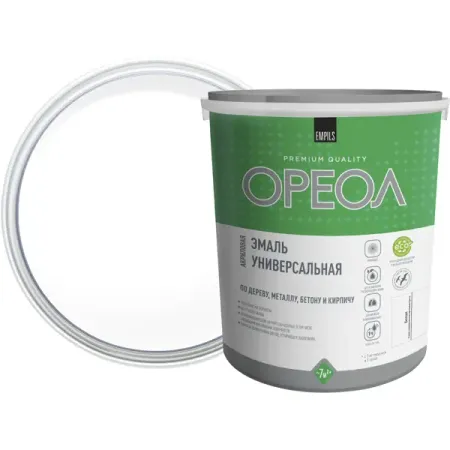Эмаль универсальная Ореол глянцевая цвет белый 2.5 кг