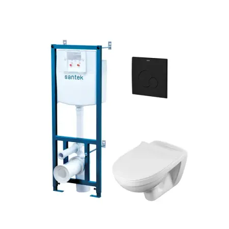 Комплект инсталляция и унитаз Santek Нортон, безободковый с микролифтом, клавиша цвет черный наклейки на унитаз с ком пвх