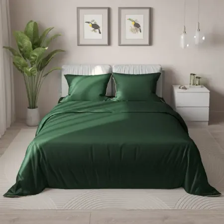 Комплект постельного белья Amore Mio Forest евро тенсель зеленый