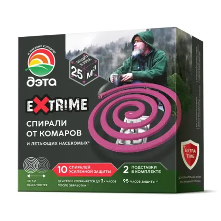 Инсектицид для защиты от комаров Дэта Extrime спирали 10 шт.