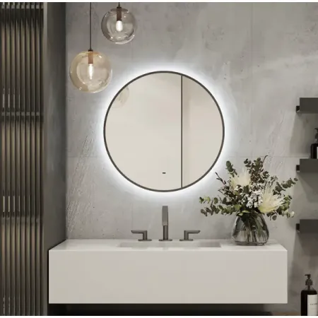 Зеркало в ванную комнату Bloom 60 см круглое с подсветкой наклеек flower bloom series