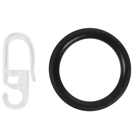 Кольцо с крючком пластик D1.6/1.9 см цвет черный 10 шт.