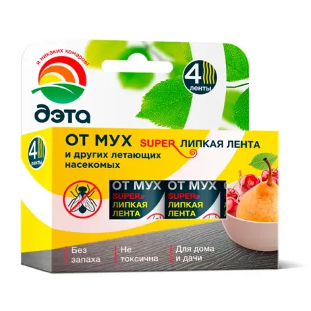Ловушка для мух Дэта Супер липкая лента 4 шт.