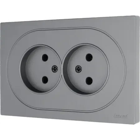 Розетка двойная встраиваемая Lezard Osen без заземления цвет серый розетка 2 поста ovivo loft без заземления крем крафт