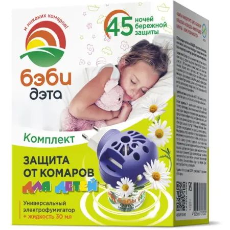 Инсектицид для защиты от комаров Бэби Дэта жидкость и электрофумигатор дантинорм бэби р р внутр тюб кап 1 мл 30