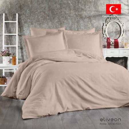 Комплект постельного белья Eliveon Евро хлопок темно-бежевый
