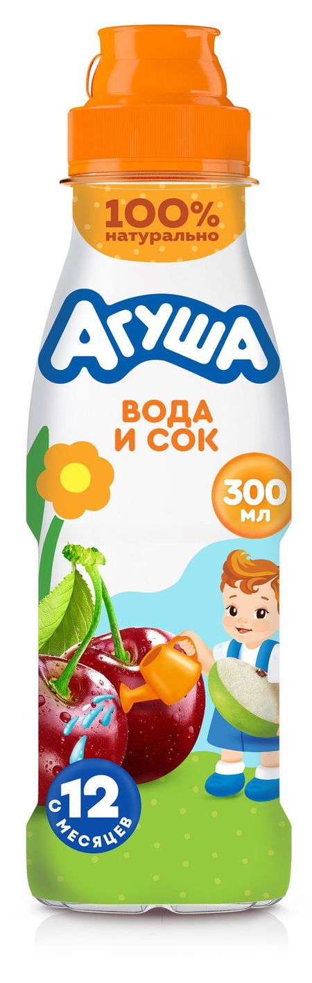 Напиток сокосодержащий Агуша яблоко и вишня с 12 мес., 300 мл