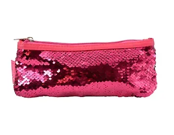 Пенал школьный РОЗОВЫЙ+СЕРЕБРЯНЫЙ 22*8,5*1см, без наполнения, 1отделение, полиэстер, на молнии