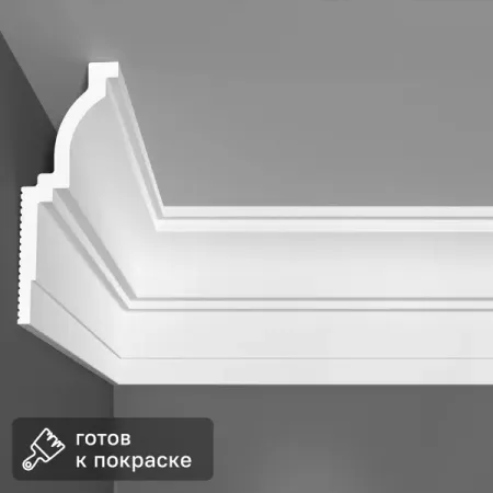 Плинтус потолочный полистирол для натяжного потолка Дизайн белый 48x128x2000 мм