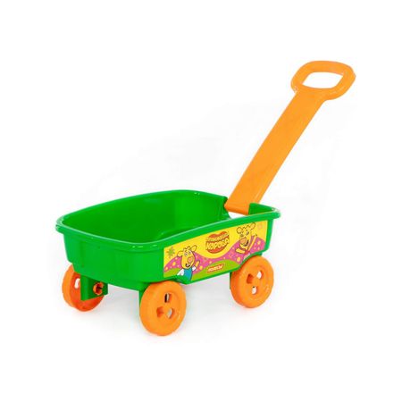 Тележка с ручкой Полесье оранжевая корова