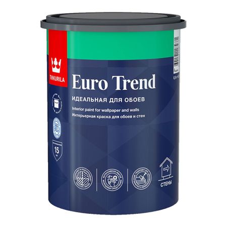 Краска моющаяся Tikkurila/Tikkivala Euro Trend база A белая 0,9 л