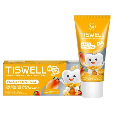 Зубная паста детская TISWELL Реминерализующая Манго от кариеса 612 лет, 60 г