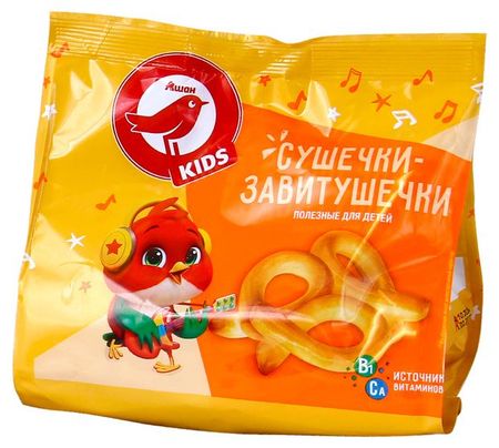 Сушечки-завитушечки АШАН Красная птица Kids, 150 г
