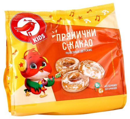 Прянички детские АШАН Красная птица Kids с какао, 175 г