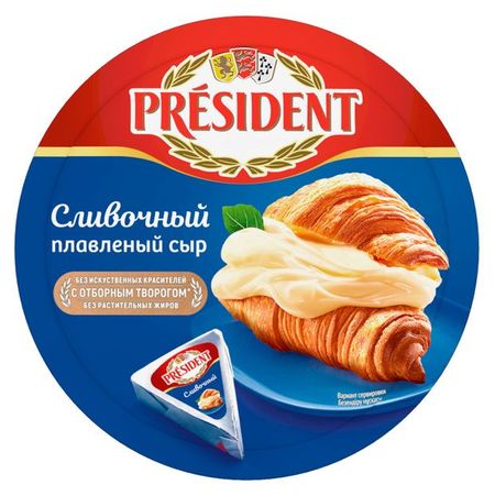 Сыр плавленый President Сливочный треугольники 45% БЗМЖ, 140 г