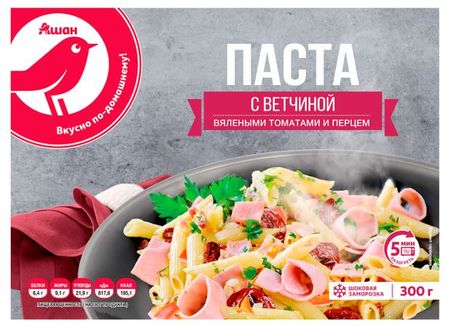 Паста АШАН Красная птица с ветчиной вялеными томатами и перцем замороженная, 300 г