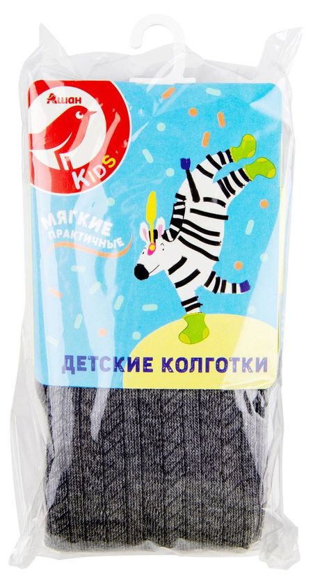 Колготки детские АШАН Красная птица детские в косичку серые, размер 152-158