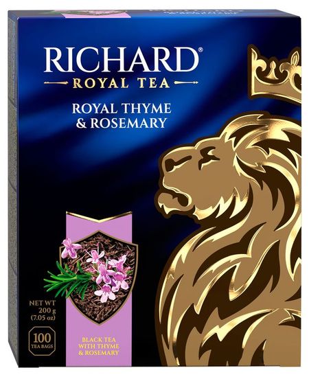 Чай черный Richard Royal Thyme & Rosemary ароматизированный в пакетиках, 100х2 г