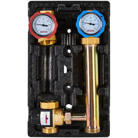 Насосная группа Rommer 35-60С 1 ВР(г) х 1 1/2 НР(ш) с термостатическим смесительным клапаном без насоса (RDG-1002-012501)