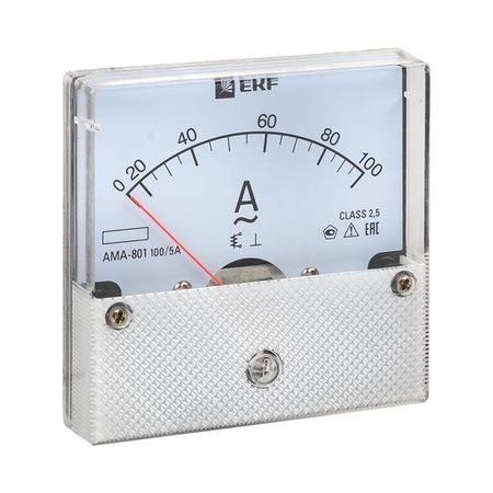 Амперметр аналоговый EKF PROxima AMA-801 80х80 мм IP20 100 А трансформаторное подключение на 5 модулей (ama-801-100) аналоговый амперметр aideepen 0 10 20 30 50а