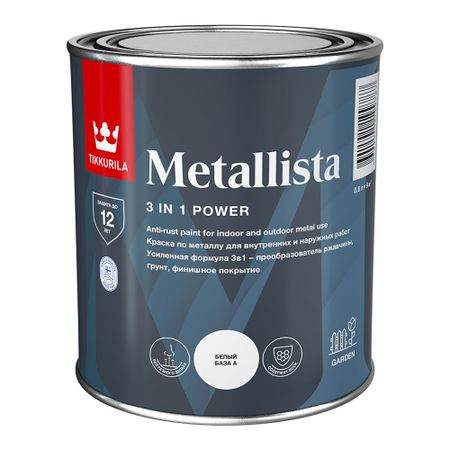 Краска по ржавчине Tikkurila/Tikkivala Metallista белая база А гладкая глянцевая 0,8 л денис анатольевич ануров я знаю соционику что дальше