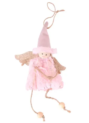Новогоднее подвесное украшение Ангел в розовом (пластик) (10x9) (88507)