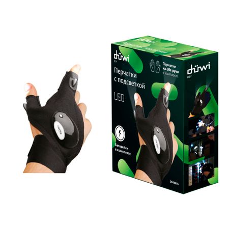 Перчатки Duwi светодиодные на батарейках CR2016 (2 шт.) (26160 5) зеленые светодиодные сценические перчатки jaeoogy 4 шт