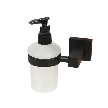 Дозатор для мыла навес квадро стекло/металл черный