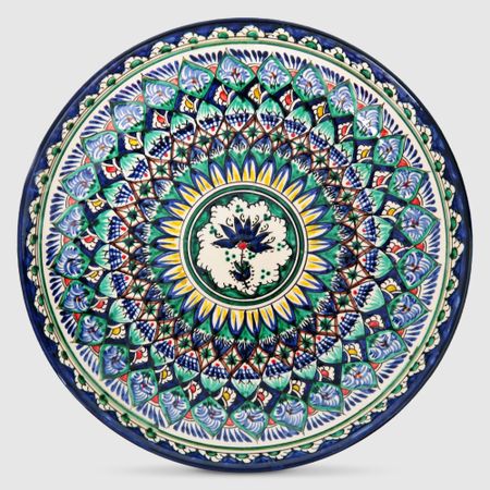 Ляган Риштанская керамика Узоры Риштанская роспись синяя для плова микс 28 см 1923461