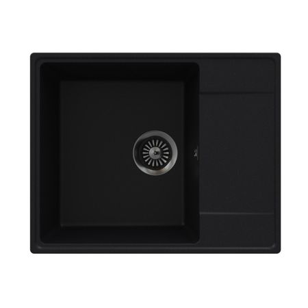 Мойка для кухни Maunfeld Lacrima 61х49х18 см врезная с крылом кварц черная