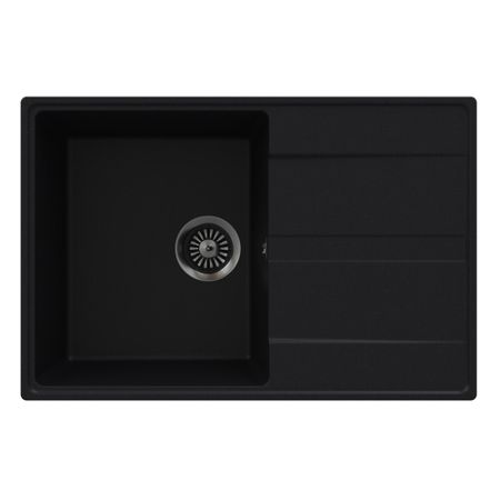 Мойка для кухни Maunfeld Lacrima 75х50х18 см врезная с крылом кварц черная